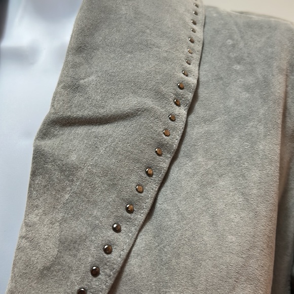 NWT Vintage Karen Kane Blue Leather Studded Jacket Small - Picture 2 of 10